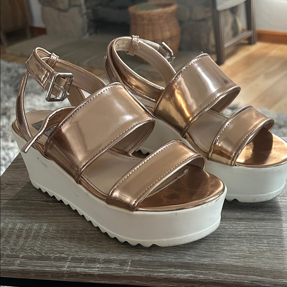 Steve Madden Rose Gold Platform Sandals